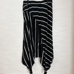 SO ストライプロングスカート Mサイズ ブラック/ホワイト 黒 白