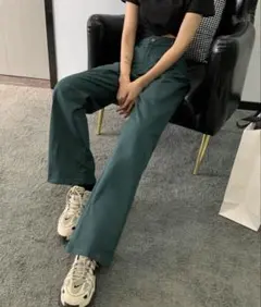 ハイウエストストレッチワイドパンツ スラックス