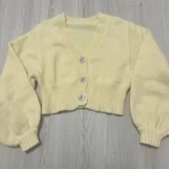 イエロー クロップドカーディガン