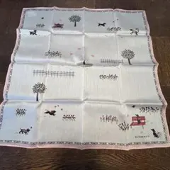 BURBERRY犬柄ハンカチ バーバリー犬柄ガーゼハンカチ ピンクガーゼハンカチ