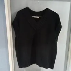 ニコアンド niko and ニットベスト ブラック フリーサイズ