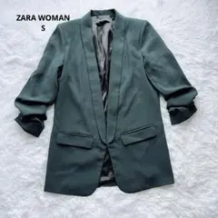 ZARA WOMAN テーラードジャケット S ダークグリーンのサムネイル