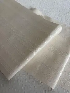 本場筑前博多織 新品 四寸浴衣帯 半幅帯 白 献上柄 正絹 着物 日本製 並尺のサムネイル