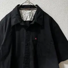 QUIKSILVER クイックシルバー 半袖シャツ 黒 ロゴ 古着 M