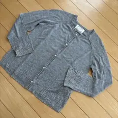 ZARA グレー パールボタン ニットカーディガン