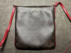 COACH シグネチャー ショルダーバッグ ブラウン レッドのサムネイル