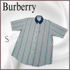 Burberry 半袖 ストライプシャツ S バーバリー レトロ 希少性