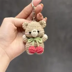 くまさん　キーホルダー　【さくらんぼリボン】