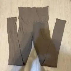 リブ編み　ハイウエストマタニティパンツ レギンス　M ブラウン