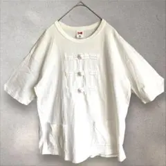 希少✨ボートメイクニュークローズ　チャイナボタンTシャツ　白　ゆるだぼ　Sのサムネイル