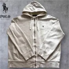 POLO ラルフローレン パーカー XXL グレー 刺繍ロゴ ジップ