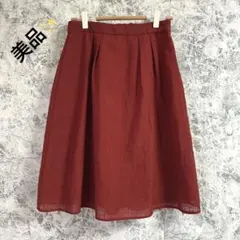 美品✨インデックス　ひざ丈スカート【M】レッド　シアー　チェック　春夏のサムネイル