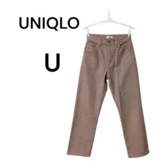 sf90【UNIQLO】レギュラーフィットストレートハイライズジーンズ　ブラウン