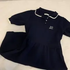 earth ニットポロシャツワンピース　ネイビー