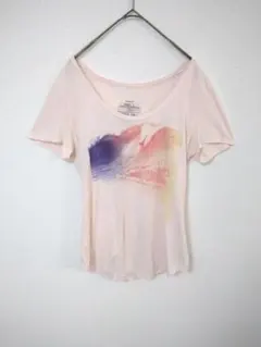 パタゴニア　Tシャツ　レディースS　ピンク　前面プリント　薄手生地　綿　テンセルのサムネイル