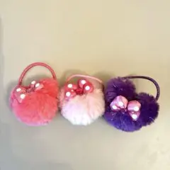 ミニー　ファー　ポンポン　ヘアポニー