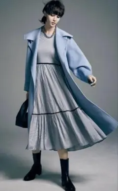 リリーブラウン　ティアード　プリーツ　ワンピース　プリーツドッキングニット