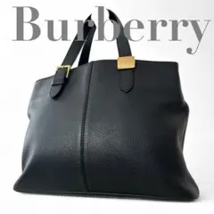 美品 Burberry ノバチェック シボ革 レザー トートバッグ ハンドバッグ