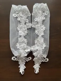 ウェディングミドル丈グローブ 花柄刺繍 ホワイト