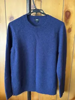 ユニクロ　ラムクルーネックセーター　ブルー　L