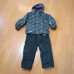 子ども用スキーウェアセット（黒/花柄）