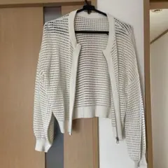 AMERICAN HOLIC メッシュ ジップカーディガン アイボリー Mのサムネイル