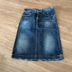 デニムブルー タイトスカート ひざ丈