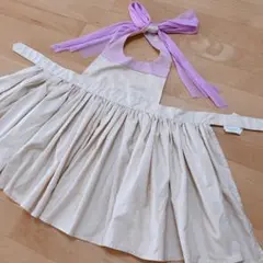 MARLMARL♡ベージュ×紫　お食事エプロン