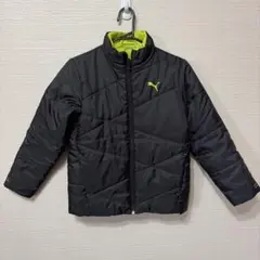 美品　PUMA 中綿コート 黒/ライム　140㎝