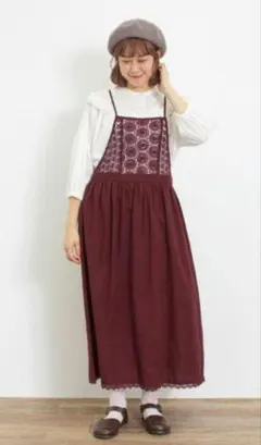 【新品タグ付き】サマンサモスモス 胸元レース切替キャミワンピース ボルドー