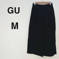 ジーユー GU リネンブレンドガウチョパンツ 【M】後ろゴム ブラック 春夏