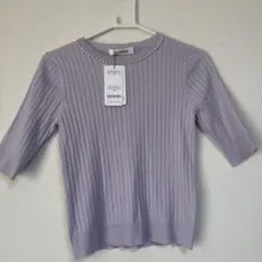 MISCH MASCH ラベンダー パール　リブセーター M 半袖