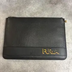 【値下げ】FURLA ブラックレザー クラッチバッグ