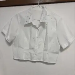 INGNI ホワイト 半袖 シャツ ショート丈装飾付き