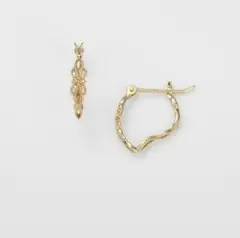 agete アガット K10 フープピアス 花びら 透かし 販売証明書＆箱付き