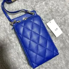 キルティング スマホ ポシェット23区　ブルー　ショルダー
