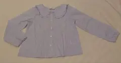 H&M ストライプ フリル付き長袖ブラウス/サイズ130