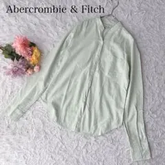 アバクロンビーアンドフィッチ　長袖シャツ　ストライプ　刺繍ロゴ　コットン　綿