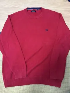 レッド クルーネック ニットセーター