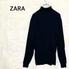 ザラ　ネイビー タートルネック　ハイネック　ニット　セーター　 Lサイズ