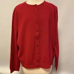 ベネトン　レッド ボタン付きカーディガン 長袖 毛100%