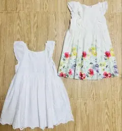 babyGAP ワンピ２枚セット　3years 白　白×花柄