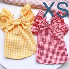 犬服 可愛い 薄手 ワンピース XS 黄 夏 犬の服 サロペット ドッグウェア