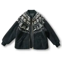 フェリシモ　ノルディックボアブルゾン　トナカイ　黒　М