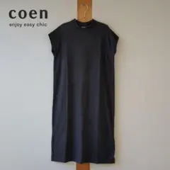 coen ハイネックワンピース USAコットン チャコールのサムネイル