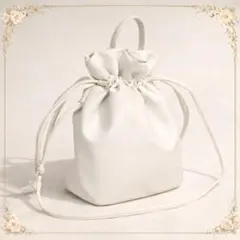 大好評 2way 巾着 ショルダー バッグ ホワイト 白 シンプル 鞄 便利