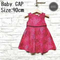 477c.　baby GAP　90cm　花柄ノースリーブワンピース　ピンク
