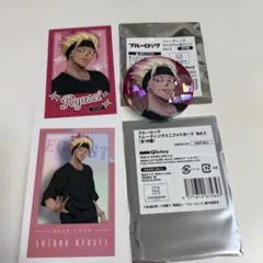 ブルーロック ラウンドワンコラボ ミニフォトカード 缶バッジ 士道龍聖 3点