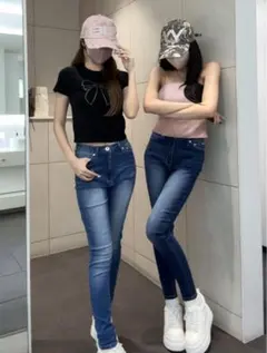 【新品未使用タグ付き】 GRL ハイウエストスキニーデニムパンツ[cu114a]