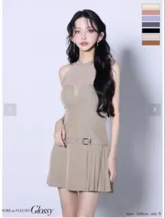 ローブドフルール　グロッシー　シアーホルダーネックフレアミニキャバドレス　M ローブドフルール グロッシー シアーホルダーネックフレアミニキャバ